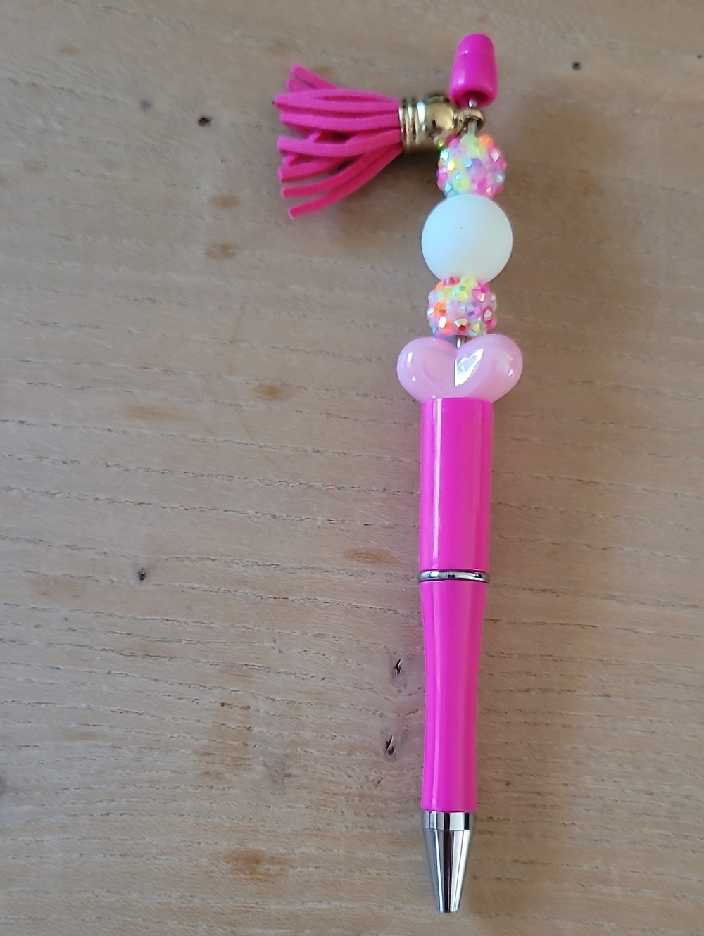 Handmade Heart Bead Tassel Ballpoint Pen